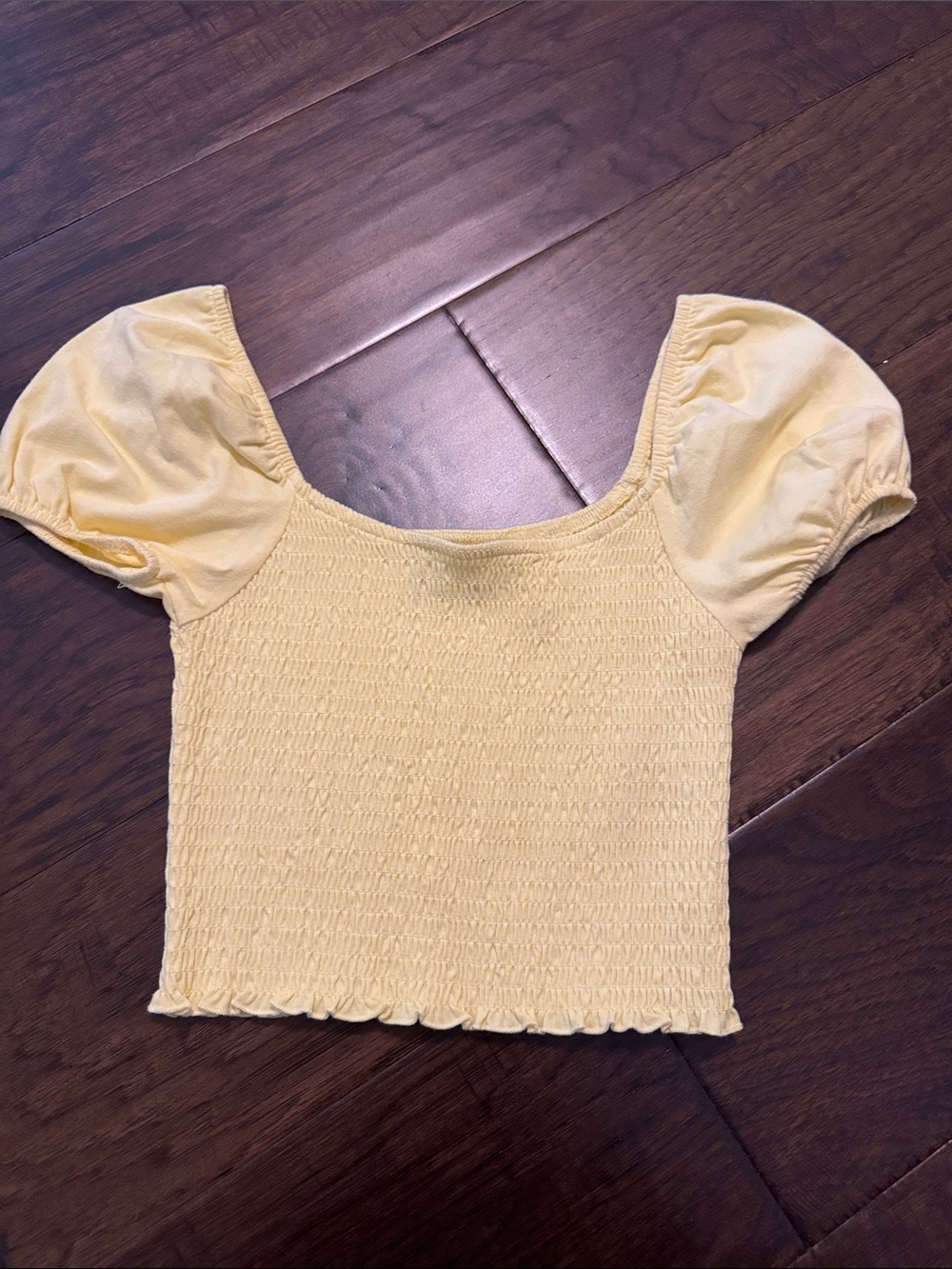 Hollister Yellow Smocked Puff Sleeve Crop Top